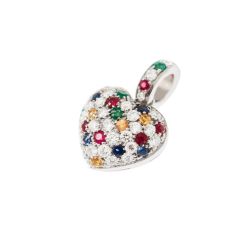 Diamonds and Color Gems Pavè Rounded Heart Pendant