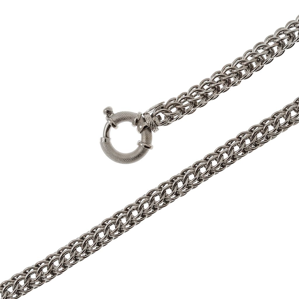 Collana a catena intrecciata oro bianco