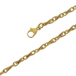 Yellow Gold Striped Infinity Wire Chain Bracelet