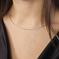 Photo of worn Rigid 18kt white gold necklace