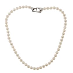 Collana Perle Akoya chiusura geometrica in Oro Bianco