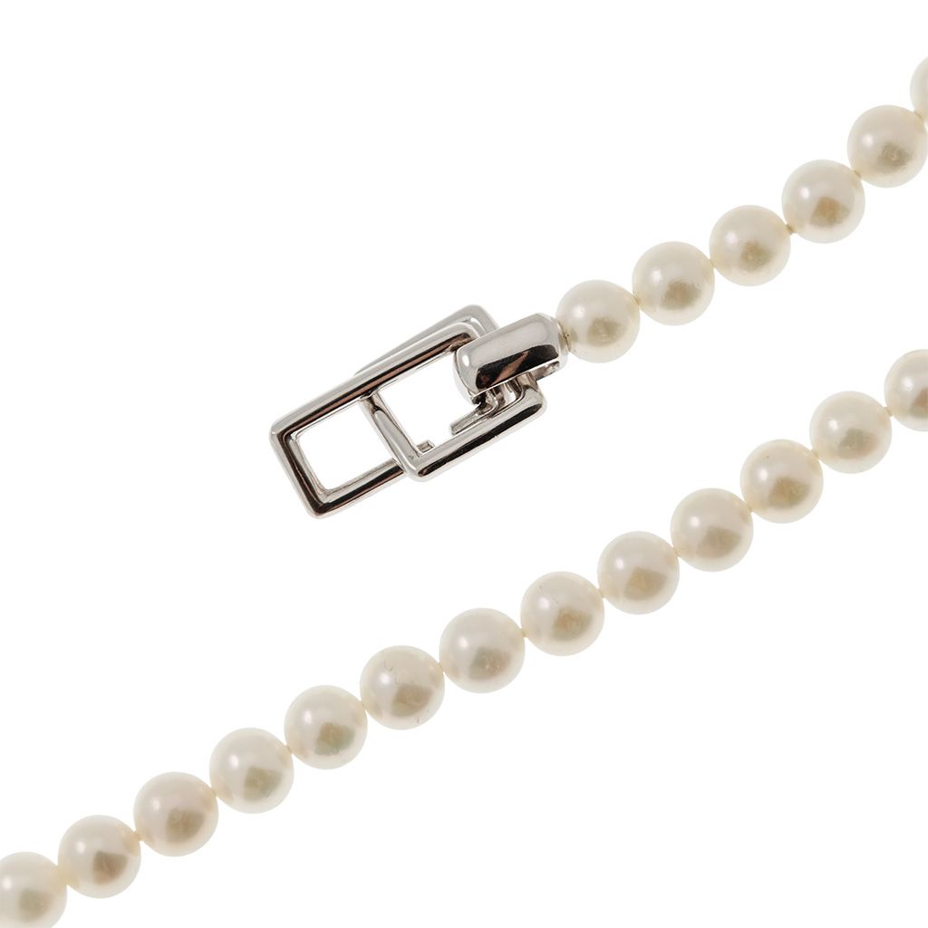 Collana Perle Akoya chiusura geometrica in Oro Bianco