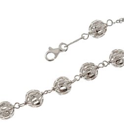 Bracciale stile Rosario Oro Bianco Sfere 8mm Traforate