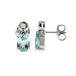 Aquamarine Drop Earrings with Diamond Accents