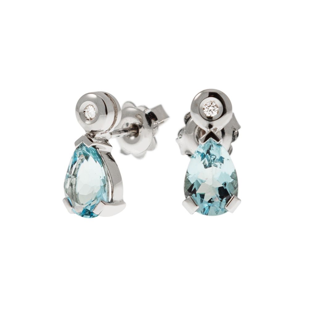 Aquamarine Drop Earrings with Diamond Accents