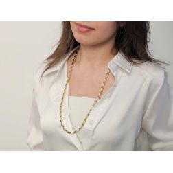 Collana 70cm Unisex Bicolore a maglia tridimensionale Chevron foto indossata