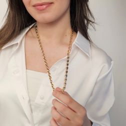 Photo of worn 70cm Unisex Two-Tone Necklace with 3D Chevron Link Pattern