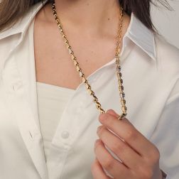 Collana 70cm Unisex Bicolore a maglia tridimensionale Chevron foto indossata
