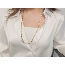 Collana 70cm Unisex Bicolore a maglia tridimensionale Chevron foto indossata