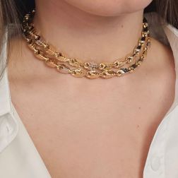Photo of worn 70cm Unisex Two-Tone Necklace with 3D Chevron Link Pattern