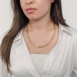 Collana 50cm Unisex Bicolore a maglia tridimensionale Chevron foto indossata