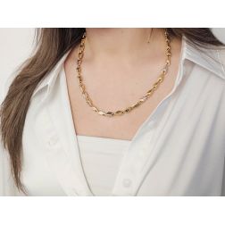 Collana 50cm Unisex Bicolore a maglia tridimensionale Chevron foto indossata