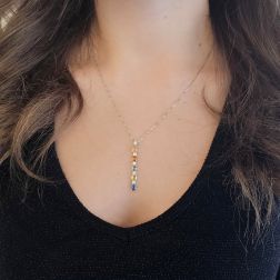 Photo of worn Tennis Pendant with Multicolored Sapphires and Diamonds