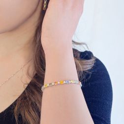 Photo of worn Tennis Bracelet with Multicolored Sapphires and Diamonds