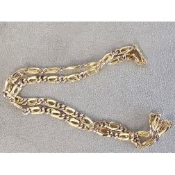 50cm Bicolor Necklace with alternating 5mm Cuban Link and Partridge 1+1 chain