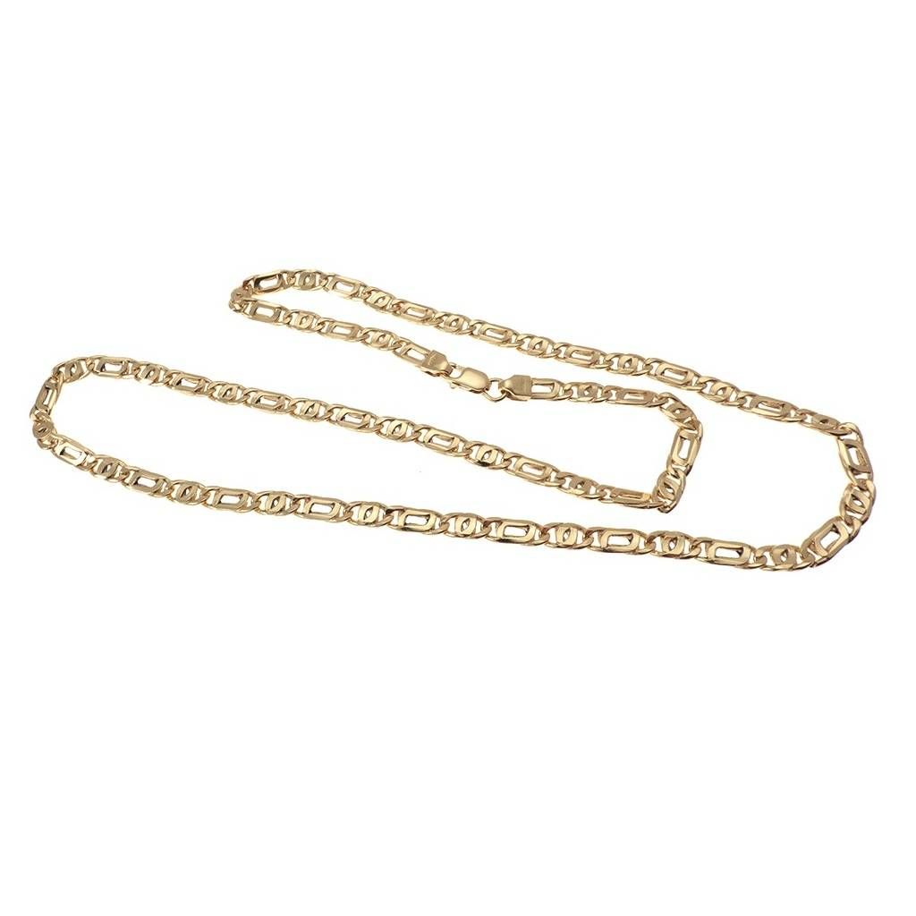 Necklace 50cm x 4.40mm faceted 1+1 Tiger chain yellow gold