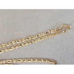 Necklace 50cm x 4.40mm faceted 1+1 Tiger chain yellow gold
