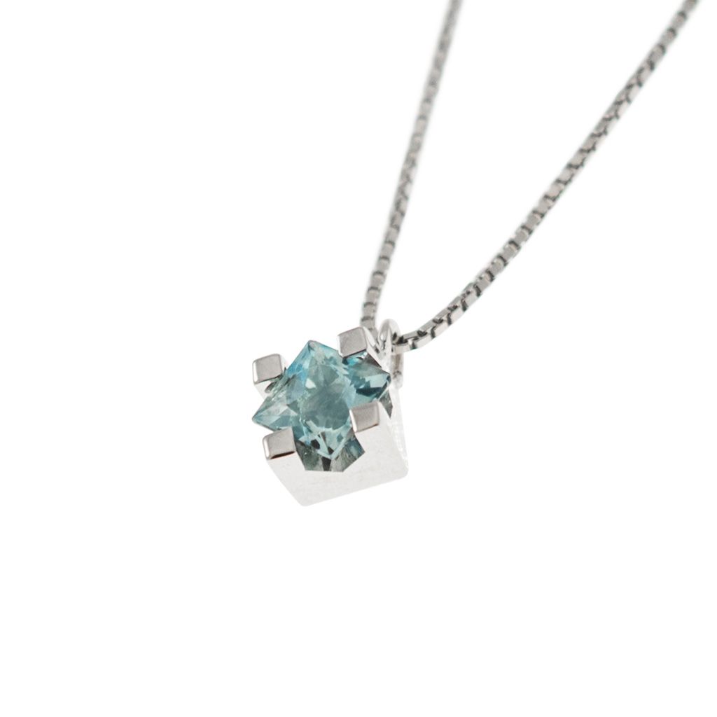 Girocollo punto luce Sparkle Acquamarina Carrè 4mm