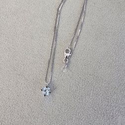 Light Point Sparkle Necklace Aquamarine Square 4mm