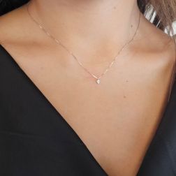 Photo of worn Faceted Circle Light Point Necklace 0.012ct - 3.30mm