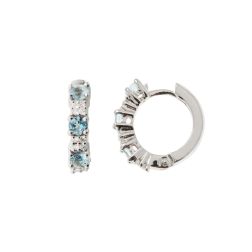 Trilogy Aquamarine and Diamond Hoops
