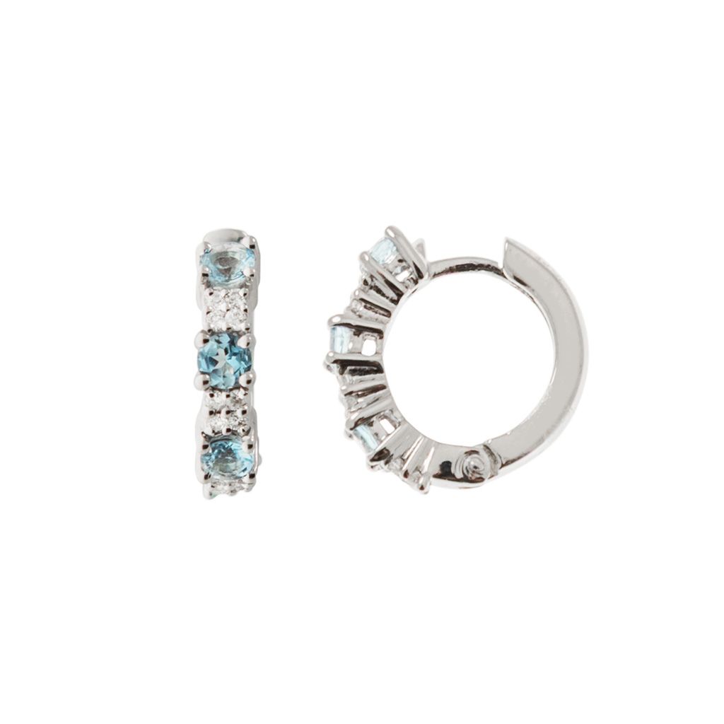 Trilogy Aquamarine and Diamond Hoops