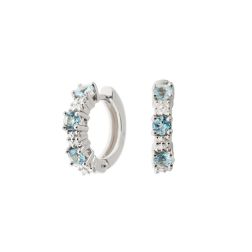 Trilogy Aquamarine and Diamond Hoops
