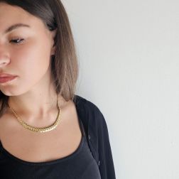 Photo of worn 10mm - 6mm ‘Cobra’ scaled 44cm necklace
