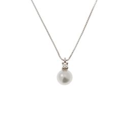 Collana Perla Akoya 5.5mm con Diamante 0.027ct