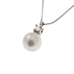 Collana Perla Akoya 6.5mm con Diamante 0.036ct