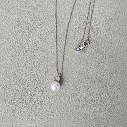6.5mm Akoya Pearl Necklace with a 0.036ct Diamond