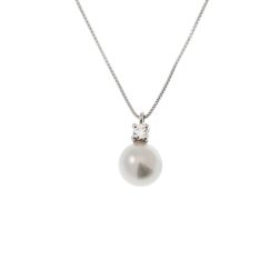 Collana Perla Akoya 7mm con Diamante 0.041ct