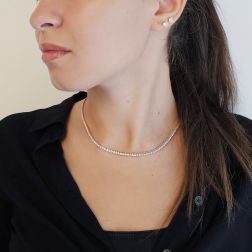 Photo of worn Scalar Diamond Tennis 40cm Necklace White Gold