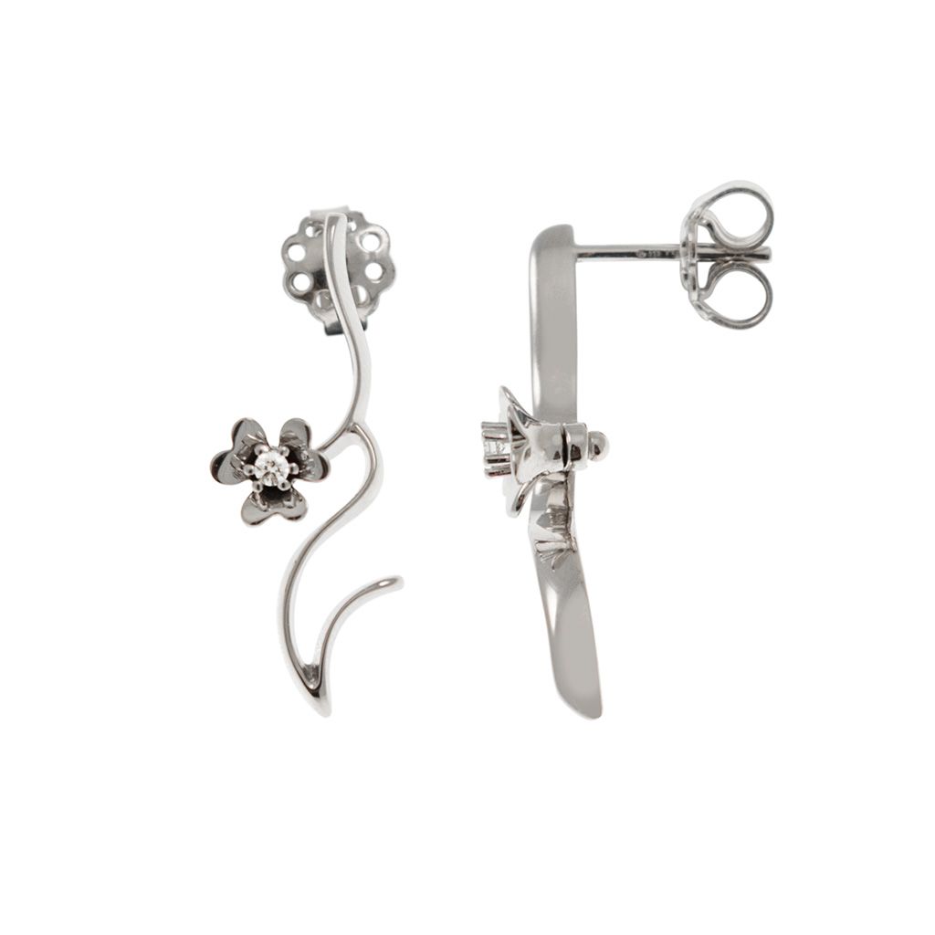 Orecchini Blossom Wave Fiori con Diamanti