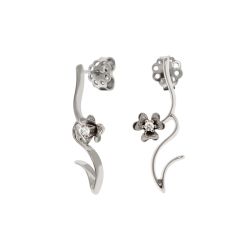 Blossom Wave Flower Earrings with Diamonds