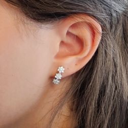 Photo of worn Trilogy Sparkling Flowers Earrings