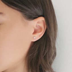 Photo of worn Solitaire earrings with 2 Diamonds of 0.18ct/ 0.23ct