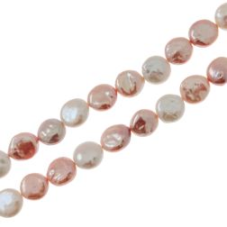 Collana Lunga 112cm Perle Rosa a bottone senza chiusura