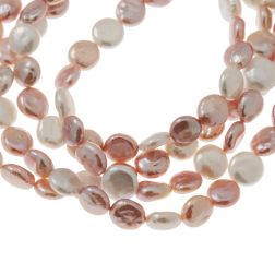 112cm Long Necklace Pink Button Pearls without clasp