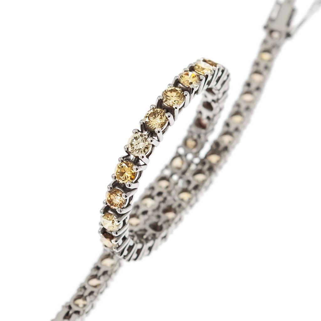 Yellow and Brown Diamond Tennis Bracelet