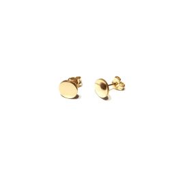 Round Flat Yellow Gold Earrings