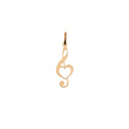 Ciondolo Chiave di Violino con Cuore Forato Oro Rosa.