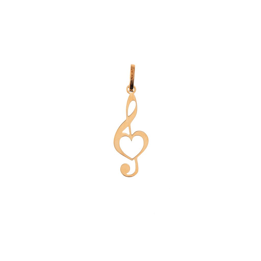 Treble Clef Pendant with Heart in Rose Gold 0.6mm