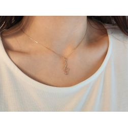 Treble Clef Pendant with Heart in Rose Gold 0.6mm