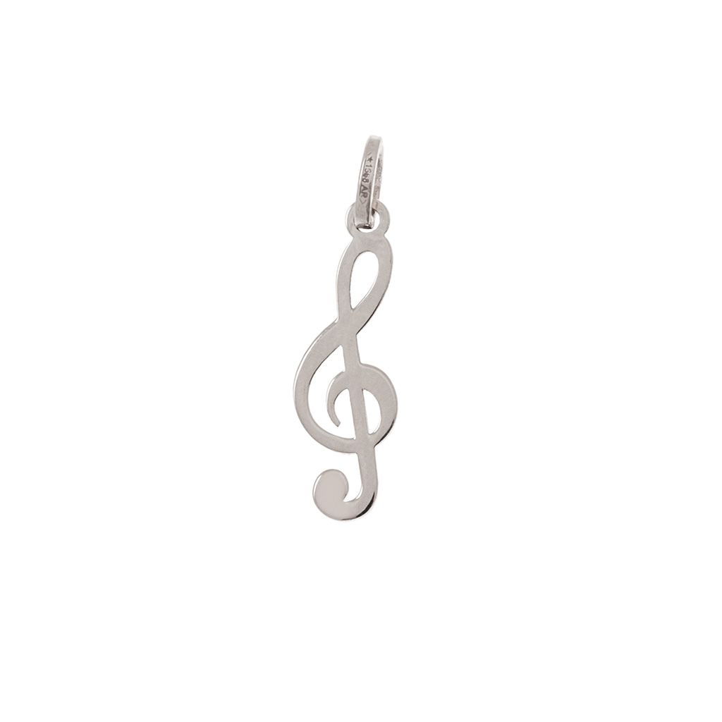 Ciondolo Chiave di Violino oro bianco- 0.6mm