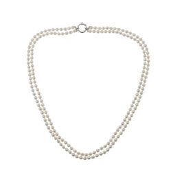 Collana Perle Fresh Water doppio filo ciambellotto in Oro Bianco