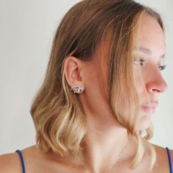 Earrings Fish Blue photo of worn