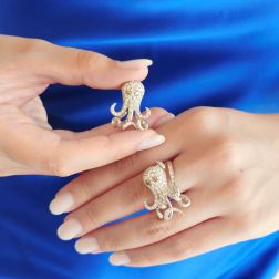 Photo of worn Octopus Diamonds Charm-Brooch