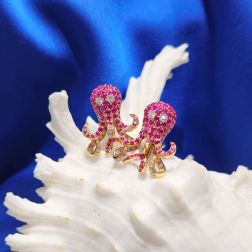 Ruby Octopus Earrings