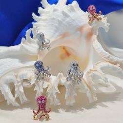 Ruby Octopus Earrings